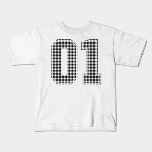 Plaid Number - 01 - Dark Kids T-Shirt